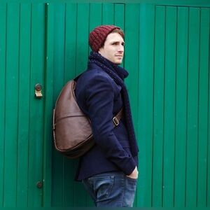 Vintage Cognac Brown Leather Ameribag Sling Bag - Healthy Back Casual Crossbody